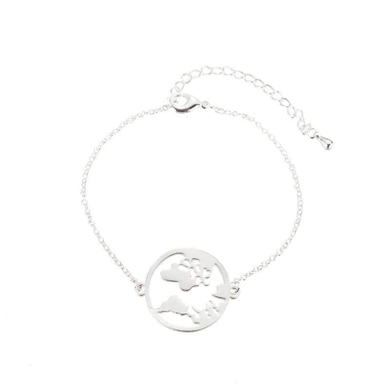 FENGLI полые круглые браслеты для женщин из нержавеющей стали карта земли