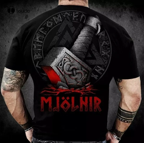 

Thors Viking Hammer Shirt Men Casual Short Sleeve Black Tops Vikings Hip-Hop T-Shirt Size Summer Tee Tee Shirt unisex