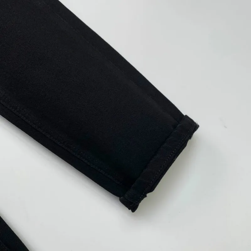 

108062 2020 Spring Autumn New Style Fashion Classic Black High Waist Straight Jeans Women Low Elasticity Show Thin Versatile A6