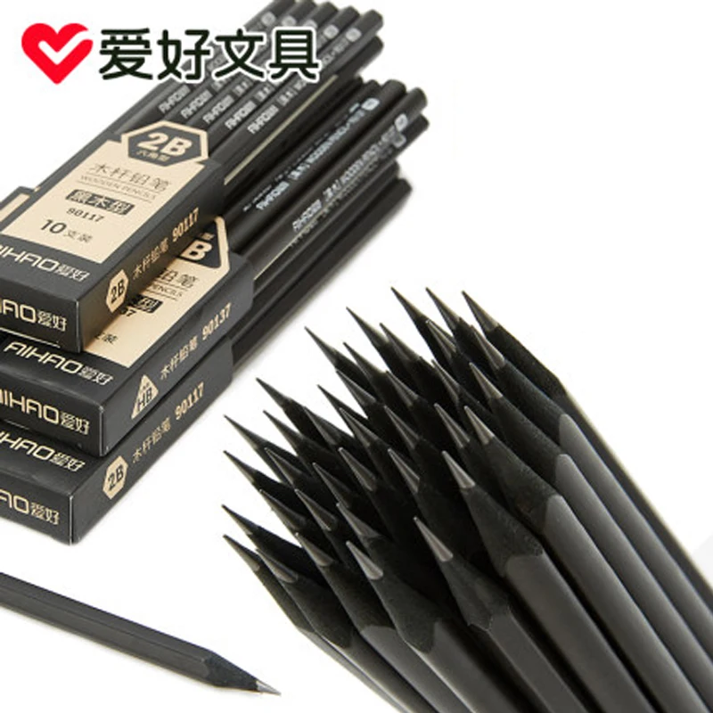 30 шт./лот Aihao черный деревянный карандаш 2B студенческий эскиз для рисования