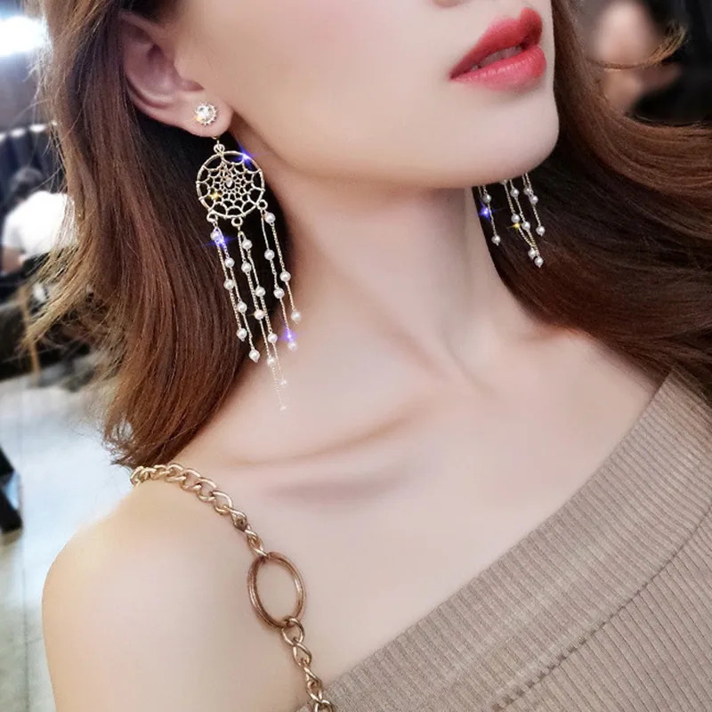 

Длинные темпераментные серьги в виде ловушки с сеткой мечты, новинка 2021, трендовые Оригинальные красные серьги в виде сетки