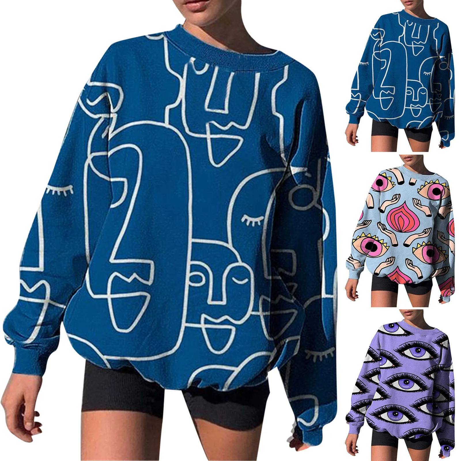 

Women Hoodies Fashion Hooded Cotton Hoodie Loose Print Neck Long Sleeve Blouse Y2 K Pullover Tops Shirt Sweatshirt Woman Clothes