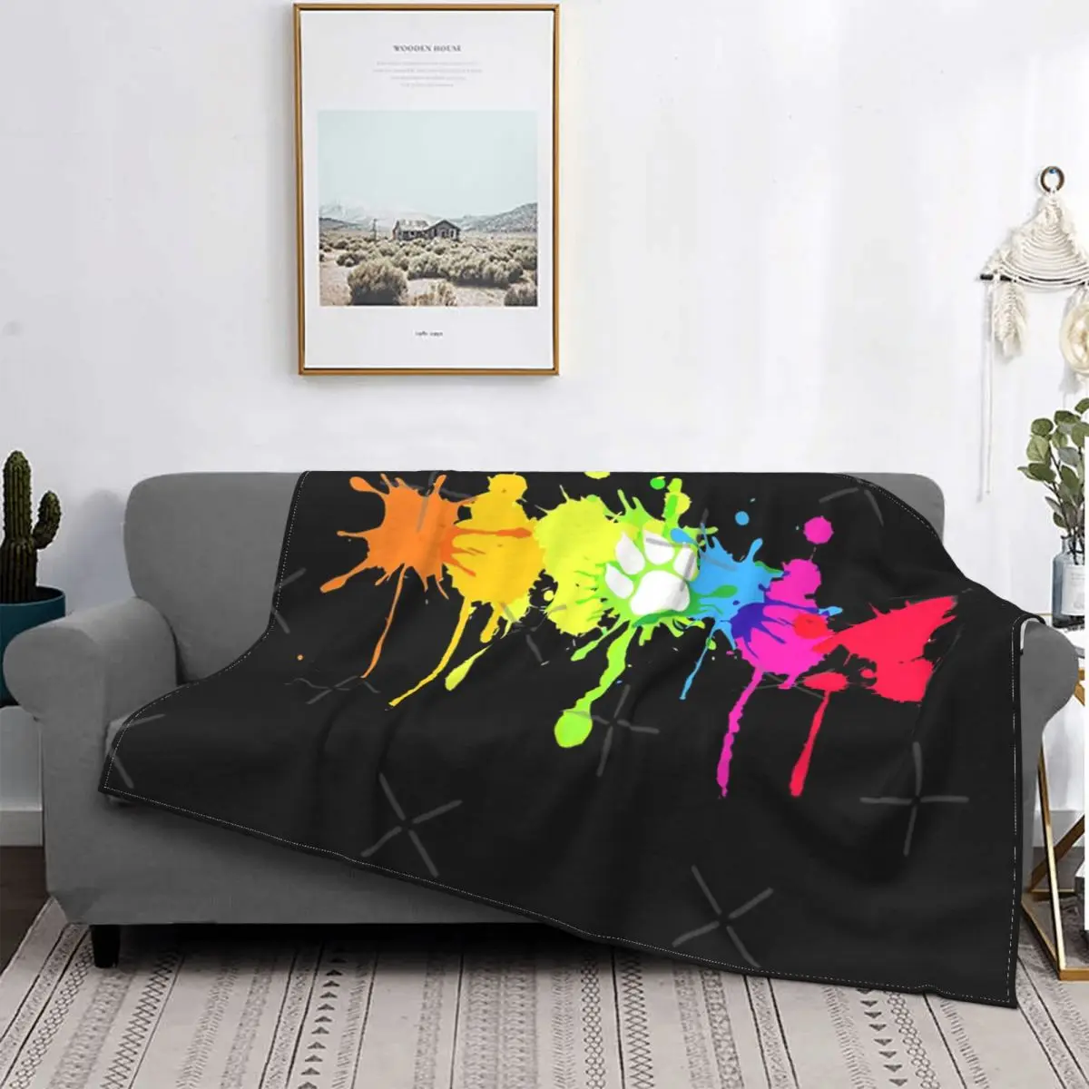

Puppy Pride Splash Rainbow Blanket Bedspread Bed Plaid Muslin Anime Blanket Hooded Blanket Picknick Blanket