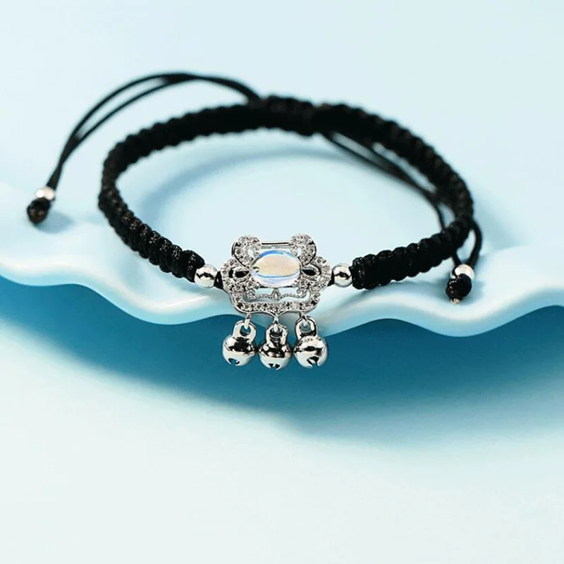 Роскошный браслет KOFSAC из красной веревки с геометрическим замком и стразами