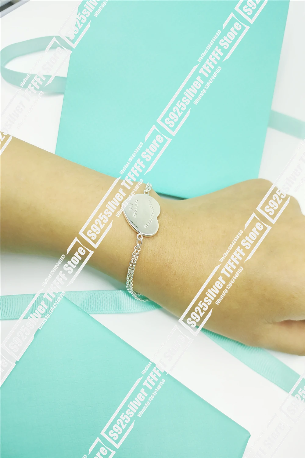 

S925 / T/love/double chain bracelet / 1-1 male and female fashion gift