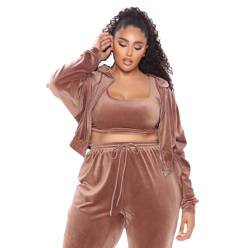 Женский комплект из трех предметов короткий топ пальто с длинным рукавом