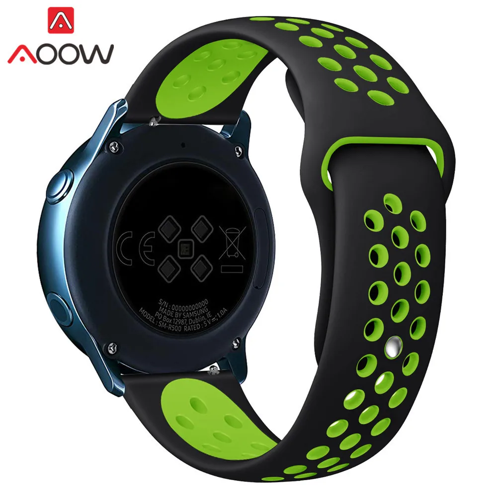 20 мм силиконовый ремешок для часов samsung Galaxy Watch Active 42 мм gear S2 Amazfit bip дышащие отверстия резиновый браслет ремешок