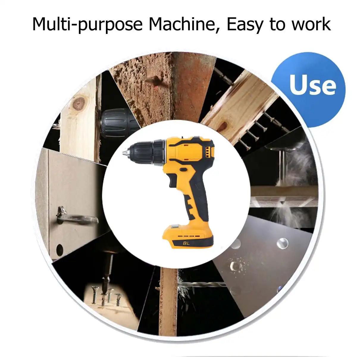 

10mm Chuck Brushless Impact Drill 350N.m Cordless Electric Drill For Makita 18V Battery 4000RPM LED Light Power Drills