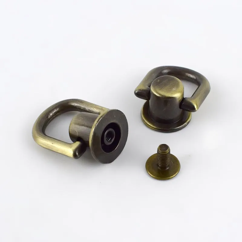 brushantiquebrass 10 шт. D кольцо сумки ручки цепи крюк мешок боковой зажим винт гвоздь заклепки Сумочка ремень разъем застежка вешалка пряжки DIY ремесло KY912 - Цвет: brushantiquebrass