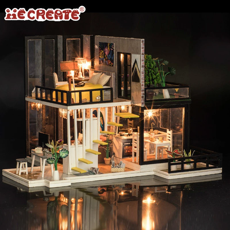 Новые Diy кукольные домики деревянная игрушка мебель миниатюрный кукольный домик