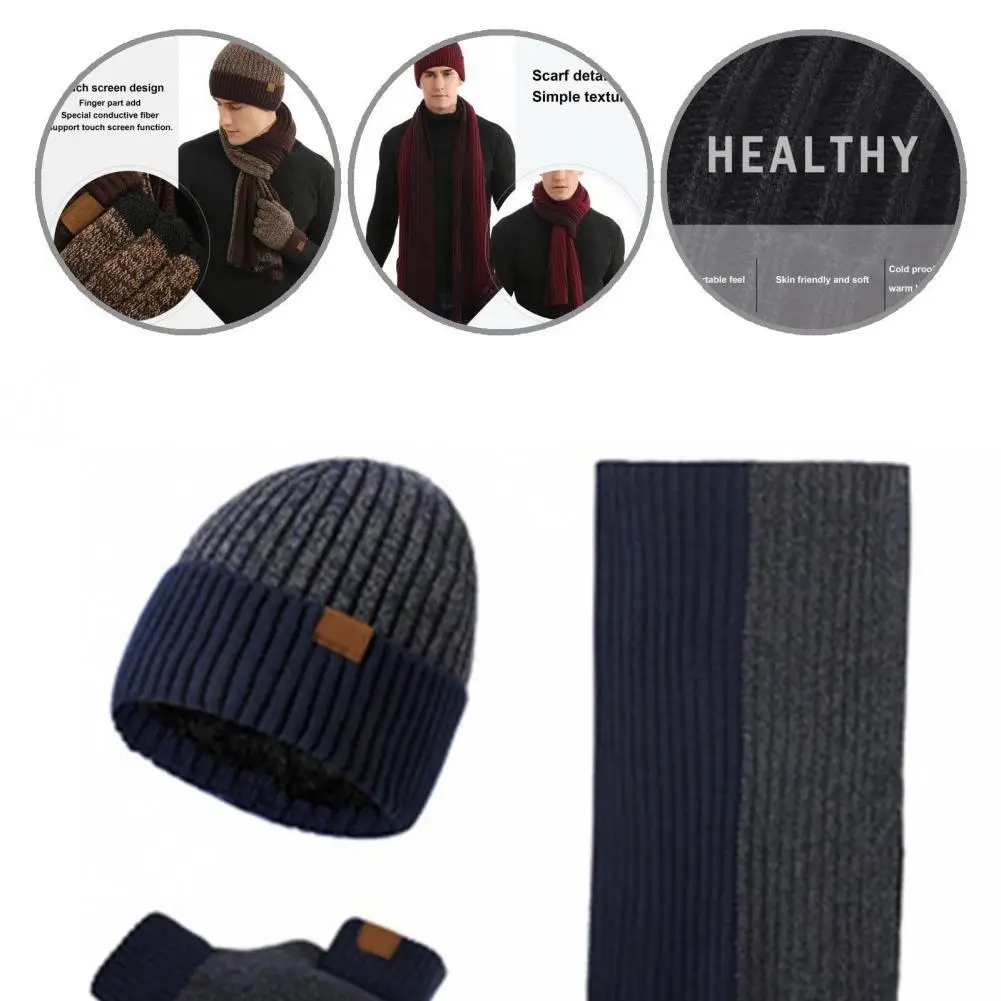 

Lightweight 1 Set Great Hat Neck Warmer Gloves Set Acrylic Fiber Knitted Hat Wear Resistant for Students