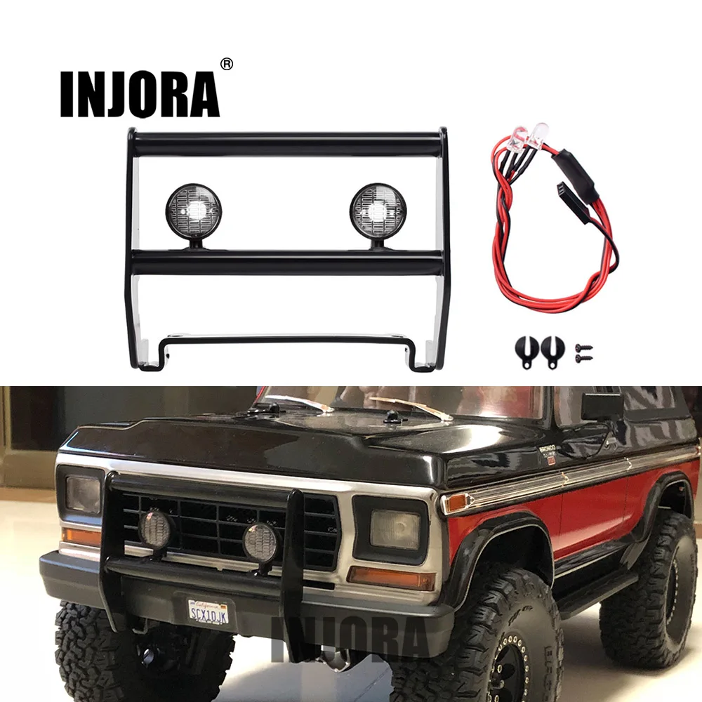 

Передний металлический бампер INJORA со светодиодсветильник кой для 1/10 RC Rock Crawler Traxxas TRX4 Bronco 82046-4