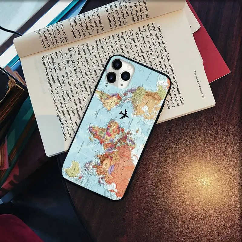 

World Map Travel Just Go Phone Case for iPhone 11 12 pro XS MAX 8 7 6 6S Plus X 5S SE 2020 XR Soft silicone Shell Cover
