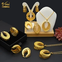 aniid france fashion gold plated necklace sets for women ethiopian pendant geometry jewellery for nigerian bridal wedding gifts