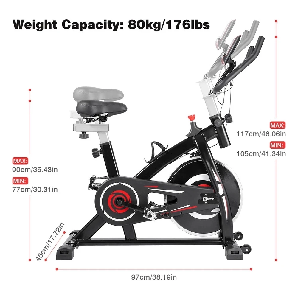 

C5-001 Ultra Quiet Spinning Bike with Soft Traction Strap, Home Cycling Bike, Cardio Training with Phone Holder