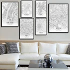 Современные всемирно известные карты города плакат минималистский путешествия мира Настенная картина на холсте для гостиной украшение дома Куадрос