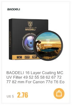 BAODELI фильтр для объектива Nd 2 4, 8 фильтр 49 52 55 58 62 67 72 77 82 мм для Камера Canon T6 M50 77d Nikon D3500 sony X3000 A6000 Запчасти