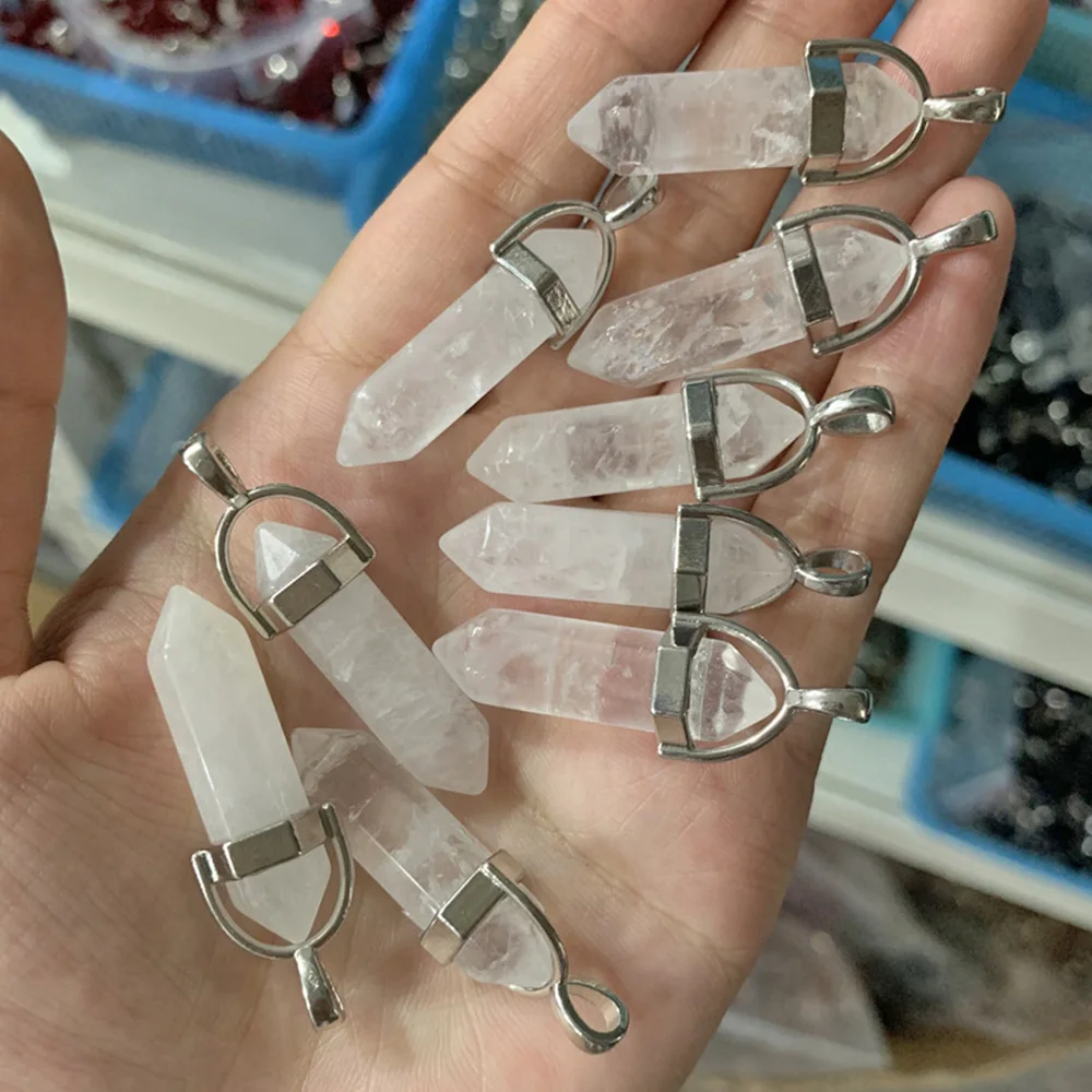 

Natural Quartz Chakra Crystal Healing Point Cut Gemstone Amethyst Agate Pendant Yoga Reiki DIY Necklace Souvenir Jewelry
