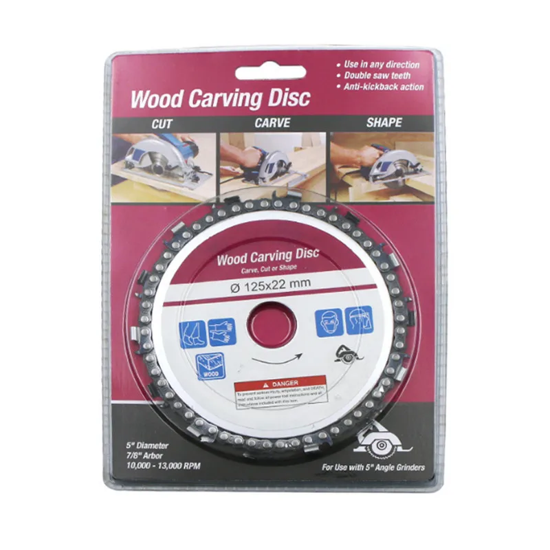 

5 Inch 14 Teeth Grinder Chain Disc 22mm Arbor Woodworking Carving Disc for 125mm Angle Grinder And Circular Saw