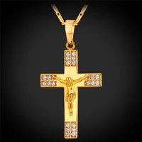 collare inri christian jesus cross pendant goldsilver crystal zirconia necklace women gift men religious jewelry p922