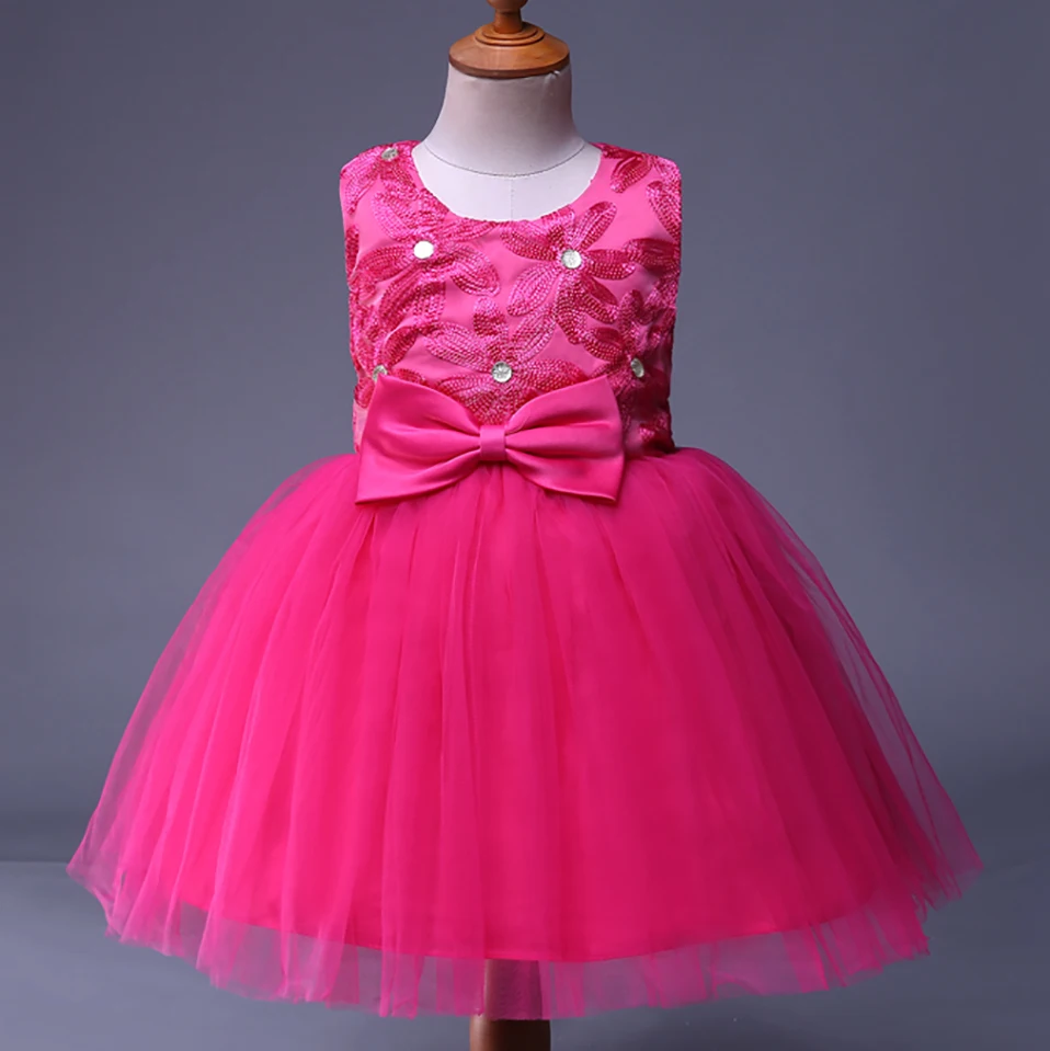 Cutestyles ярко-розовое летнее платье принцессы для маленьких детей с большим белым