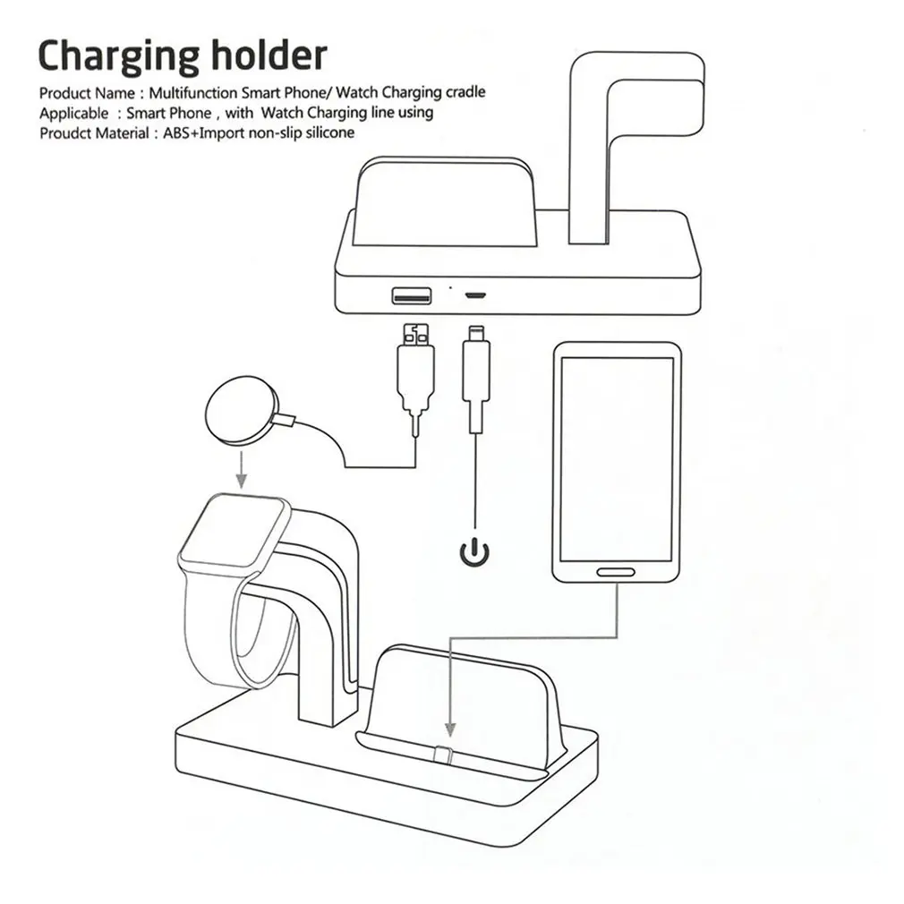 

Portable 2-in-1 Quick Charging Dock Charger Holder For Apple Watch For iPhone Desktop Holder Watch Bracket for Apple Series