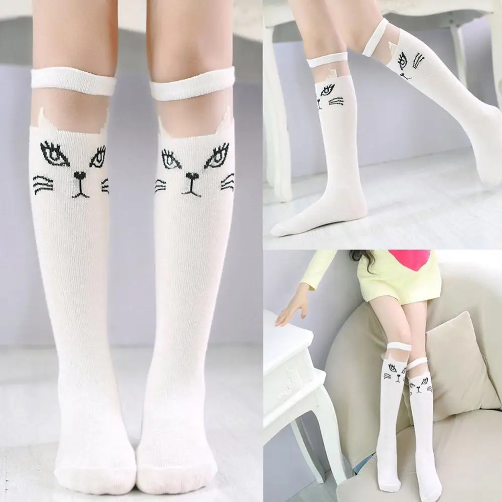 Милые детские чулки для девочек гольфы до колена мягкие черные и белые Колготки с