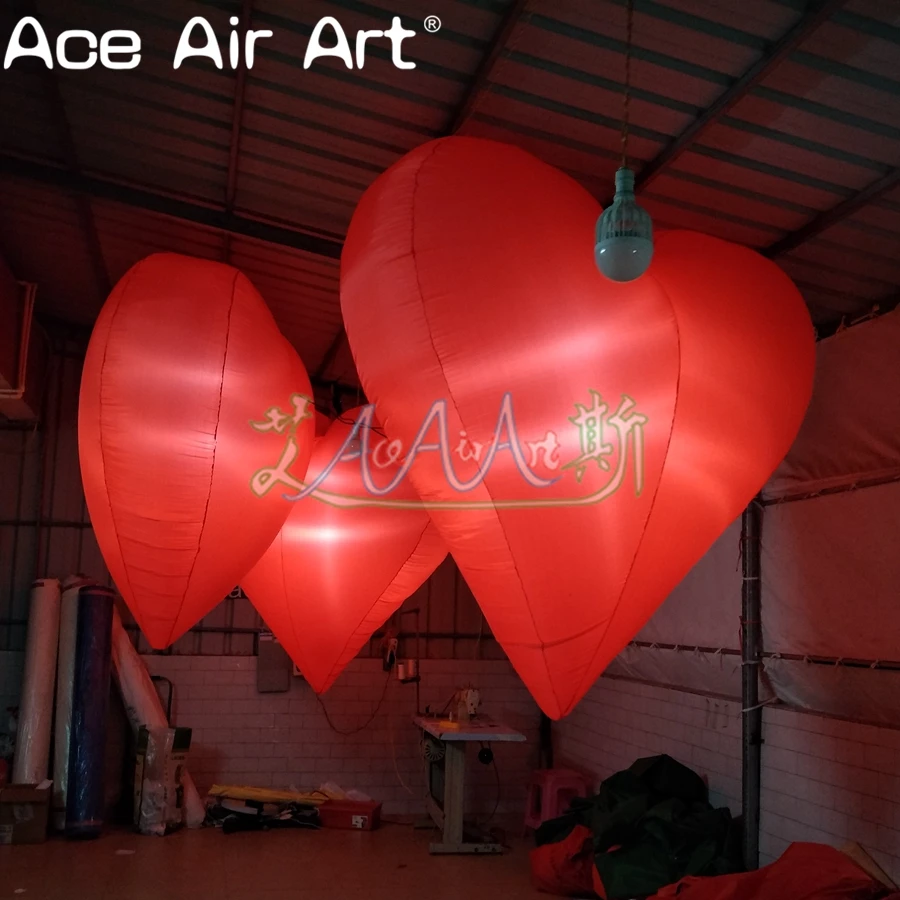 Manufacture Hanging Inflatable Red Heart/love Air blown Valentine's day decoration for Party