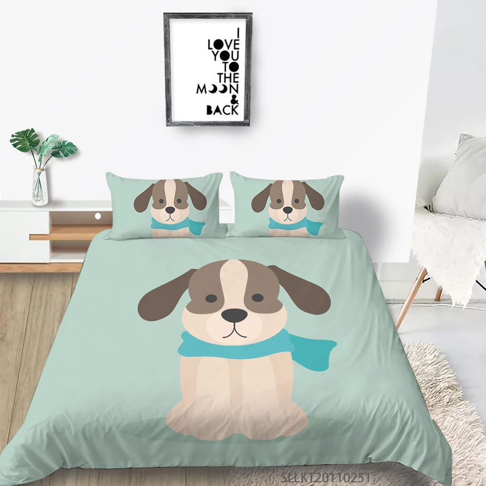

Sunshine Bedding Set King Size Duvet Cover Set Creative Cartoon Dogs Print Lovely Fashionable Soft Modern Home Bed Set