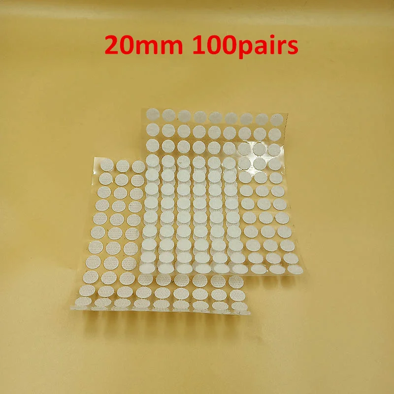 White 20mm 100pairs 100 пар 10 мм Цветная Клейкая крепежная лента в горошек липучка и петля Волшебная Наклейка круглая прочная Самоклеящаяся Двойная блокирующая волшебная лента - Цвет: White 20mm 100pairs