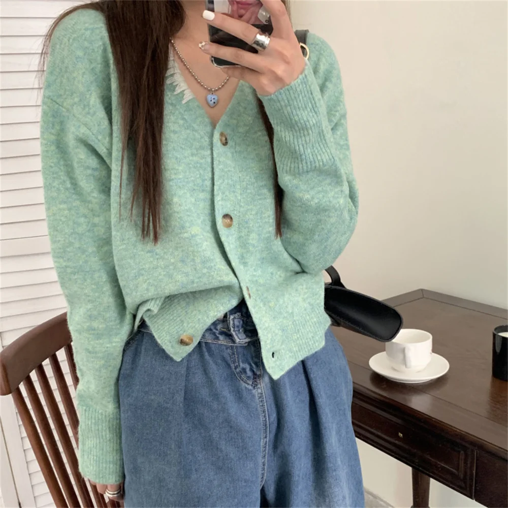 

대한민국 Hot Sale Women Knitted Coats Loose Casual Femme Chic 2022 Work Wear Office Lady Soft Comfortable Cardigans Sweaters