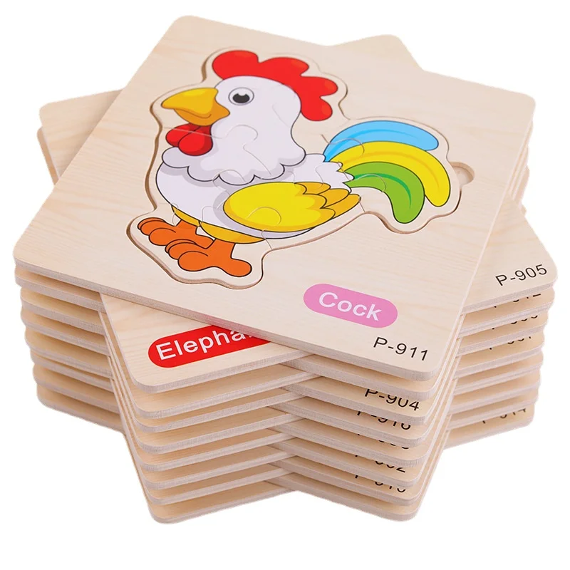 Kids Wooden 3D Jigsaw Puzzle Animal Traffic Car Baby Cognitive Learning Educational Toys for Children Intelligence Game Wood Toy | Игрушки и