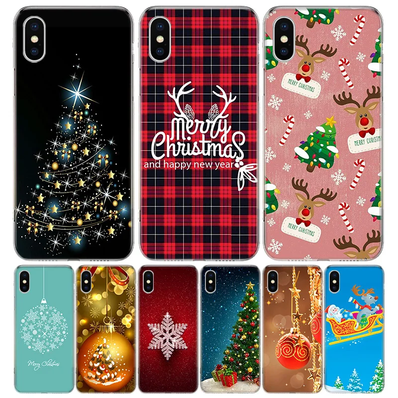 

Merry Christmas decoration Phone Case For iPhone 13 12 11 Pro Max 6 X 8 6S 7 Plus XS XR Mini 5S SE 7P 6P Pattern Cover Coque