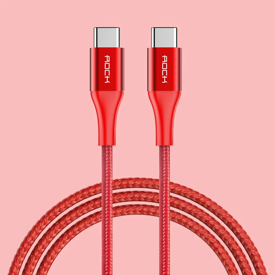 Кабель ROCK usb type C-type C для Macbook pro, кабель для зарядки данных type-c-USB C, кабель для мобильного телефона SAMSUNG, Xiaomi, HUAWEI