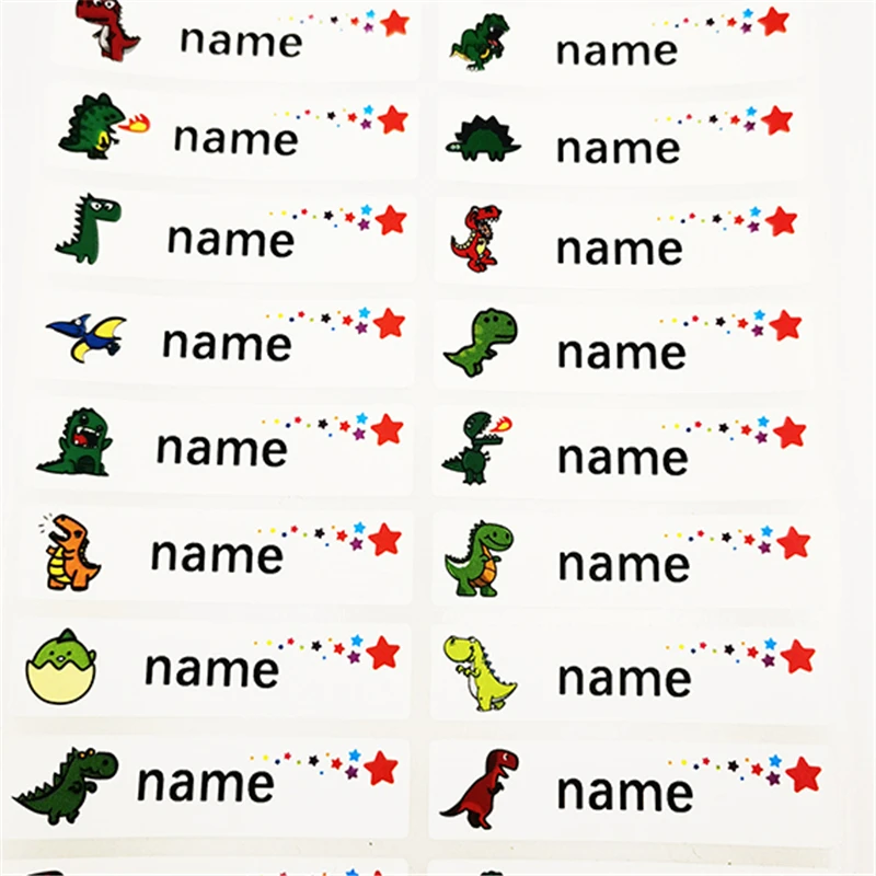 120 pcs Dinosaur Pattern Custom Name Sticker Multicolor Waterproof Personal Label Children'sScrapbook SchoolStationery Set Stick