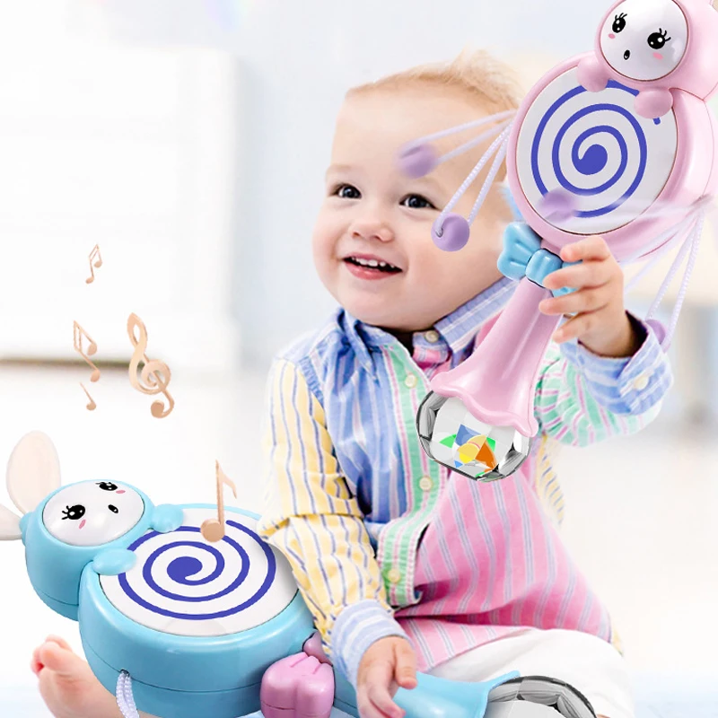 

Cute Baby Toys 0 12 Months Teether For Teeth With Sound And Light Baby Rattle Educational Toys Kids Interactive Teether Gifts