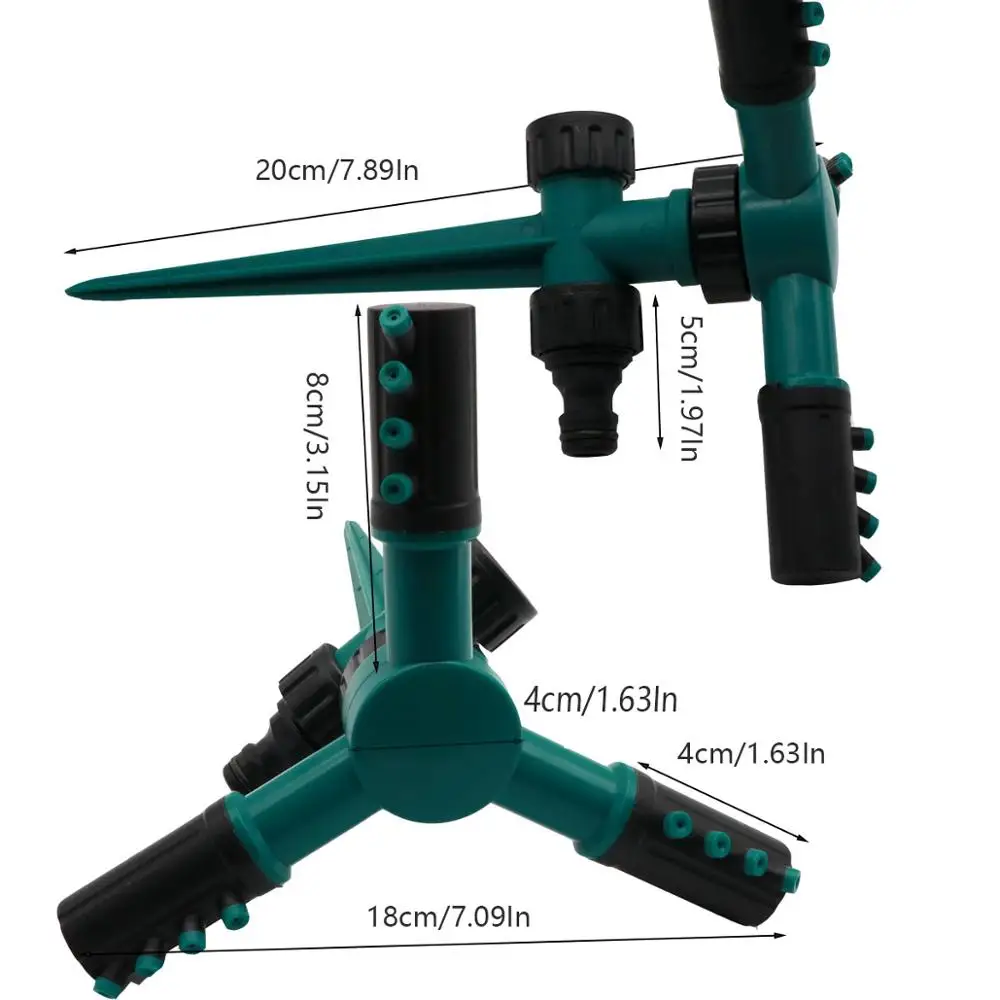 Вращающийся на 360 ° спринклер для газона 3 сопла автоматическая система орошения