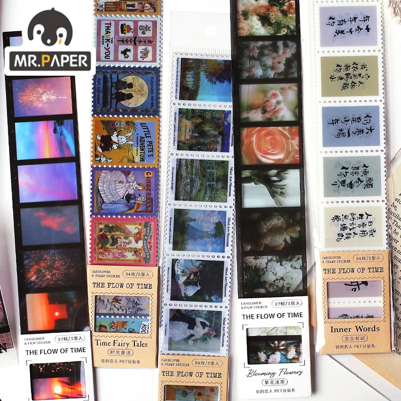 

Mr.Paper 6 Design Letter Lover PET Sub-packing Strip Time Current Series Decorative Collage Material Sticker