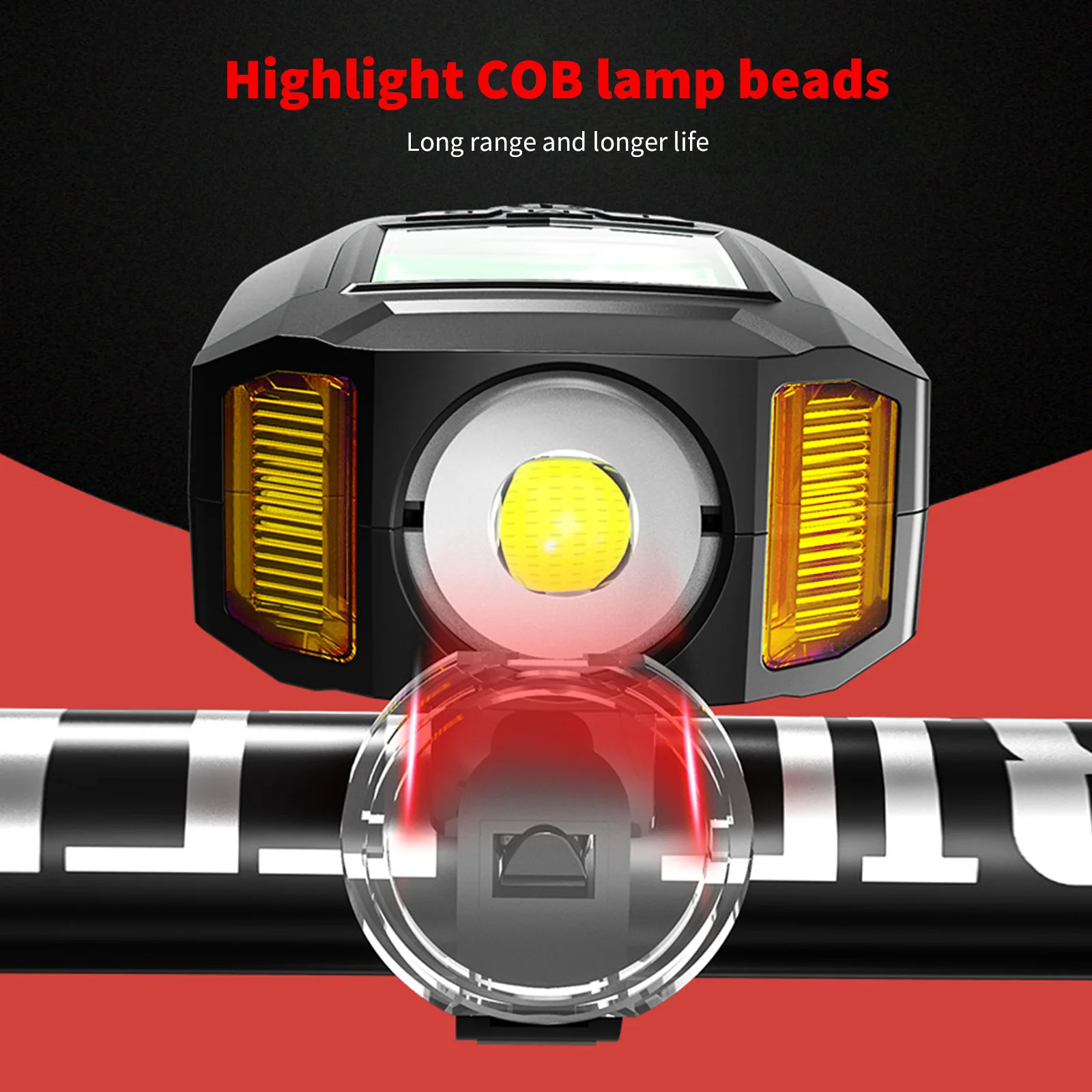 

Bike Headlight USB Rechargeable Bicycle Front Super Bright Light for Night Riding 5 Modes Sound Alarm Speedometer Calorie Counte