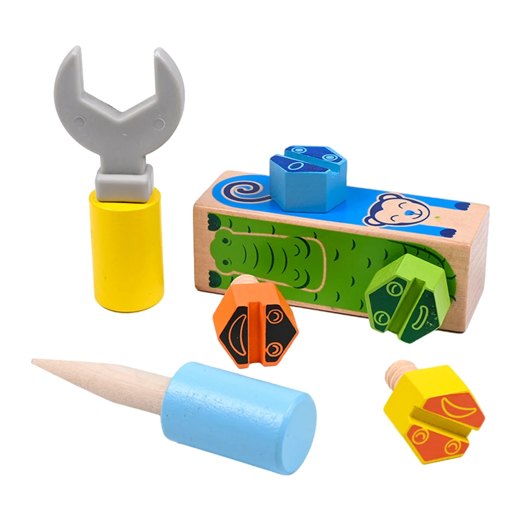 

Wood Screw Block Toy Nut Manipulative Repair Tool Set Kid Simulation Toy