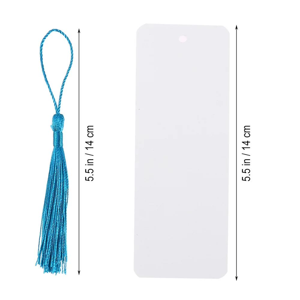 

24pcs Paper Blank Bookmarks with Tassel Cardstock for DIY Projects Gifts Tags School Supply Party Favor (White)