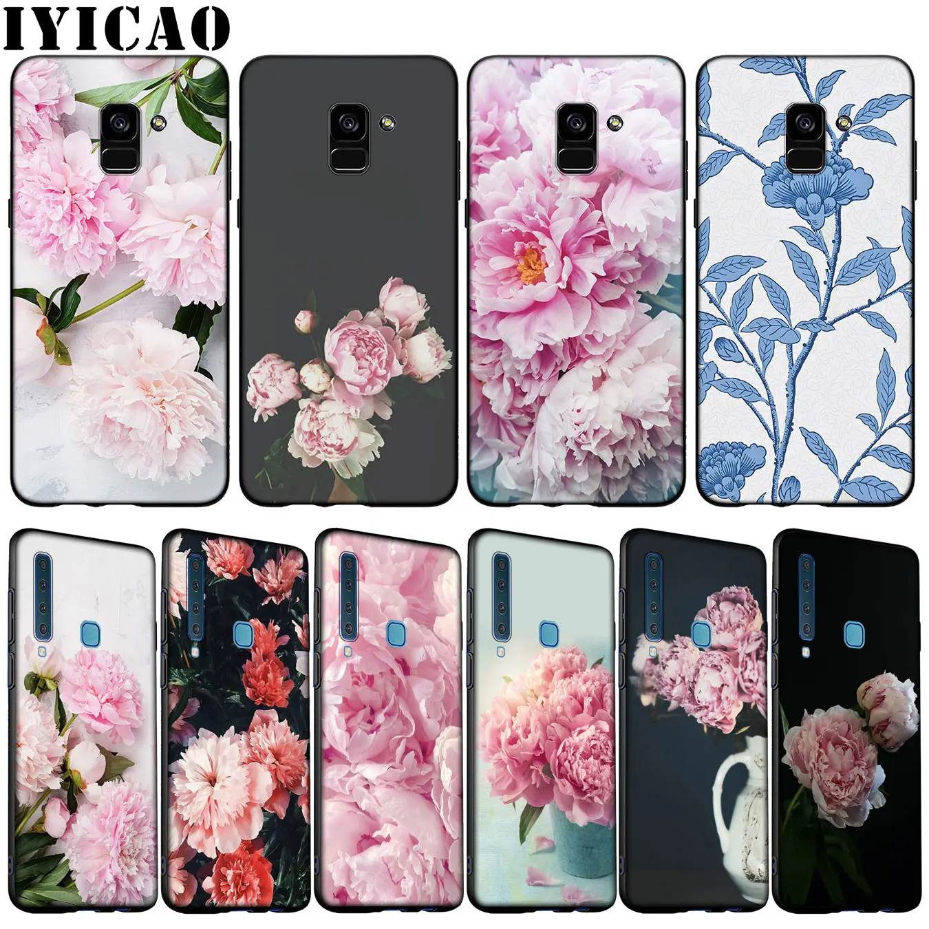 Мягкий силиконовый чехол с цветочным пионом для Samsung Galaxy A6 A7 A8 A9 2018 A3 A5 2016 2017 Note 9 8 10