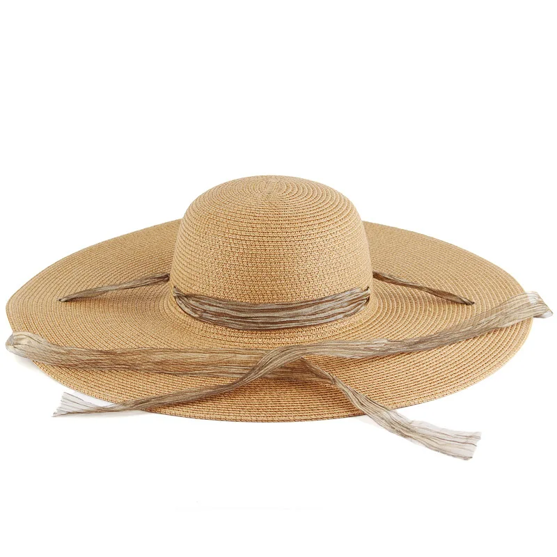 

Fashion Summer Big Wide Brim Straw Hat Women's Beach Sun Visor Hats Female UV Protection Caps Casual Ladies Outing Hat Sombrero