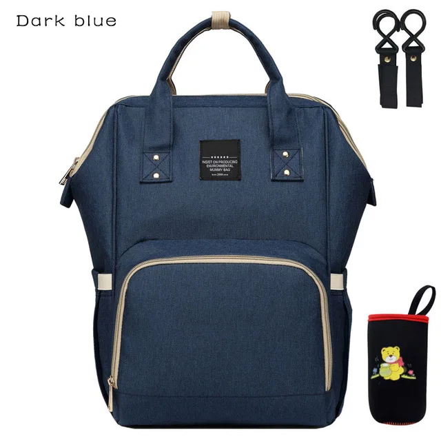 Dark blue Модная мама Материнство сумка для переноски подгузников Водонепроницаемый сумка для подгузников; рюкзак для путешествий USB большой Ёмкость сумка-рюкзак для ухода за ребенком - Цвет: Dark blue