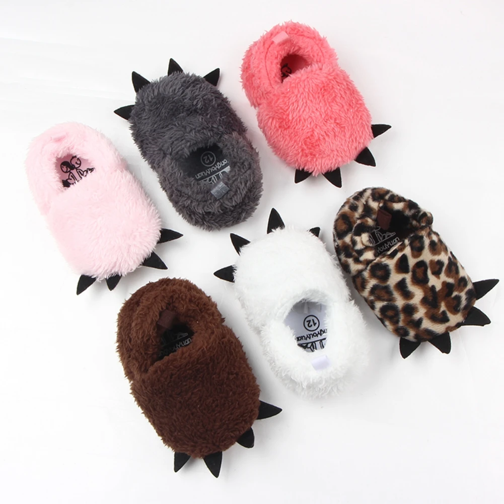 

Newborn Infant Winter Warm Leopard Claw Crib Shoes Kid Baby Indoor Slippers Shoes 0-18M 13