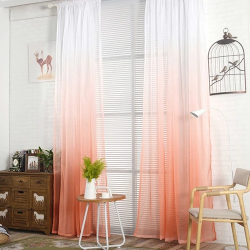 orange pink Фиолетовый градиентный цвет, тюль, занавески для гостиной, современная спальня, органза, вуаль, ткань, занавески для кухни, оконные панели - Цвет: orange pink