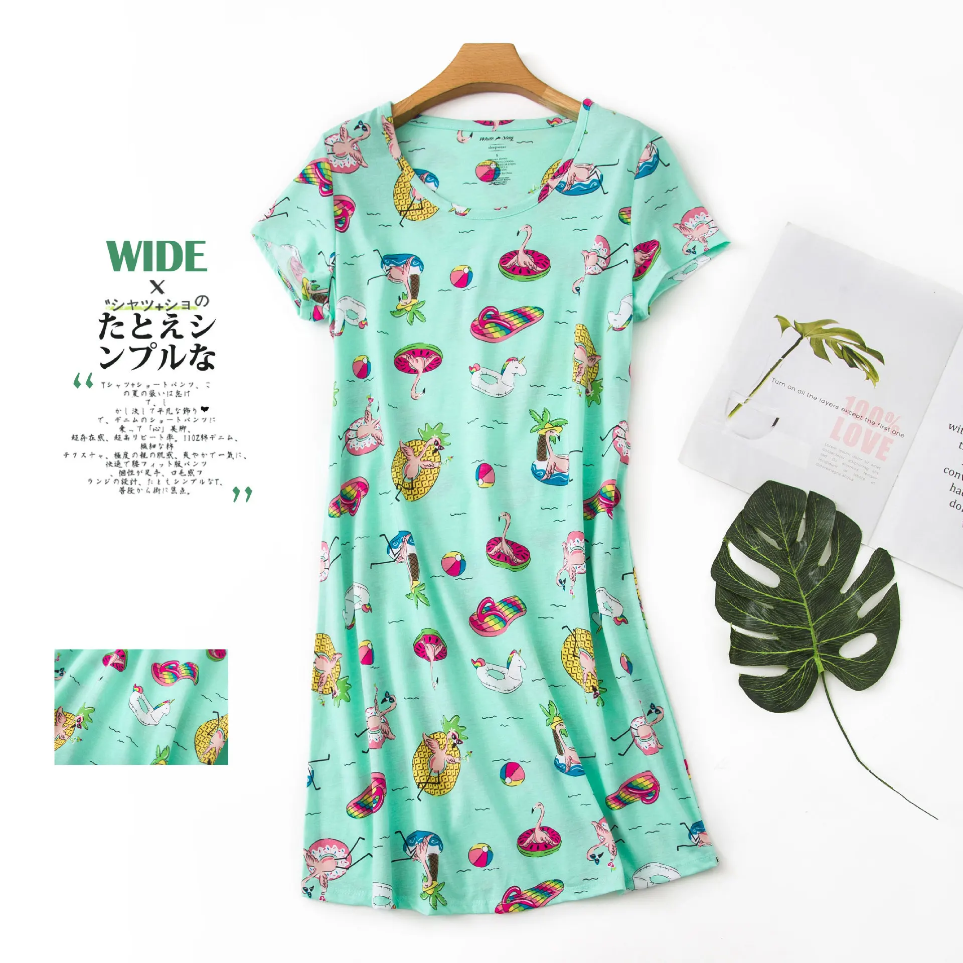 100% хлопок материл: х/б. женская ночная домашнее платье размера плюс свободного