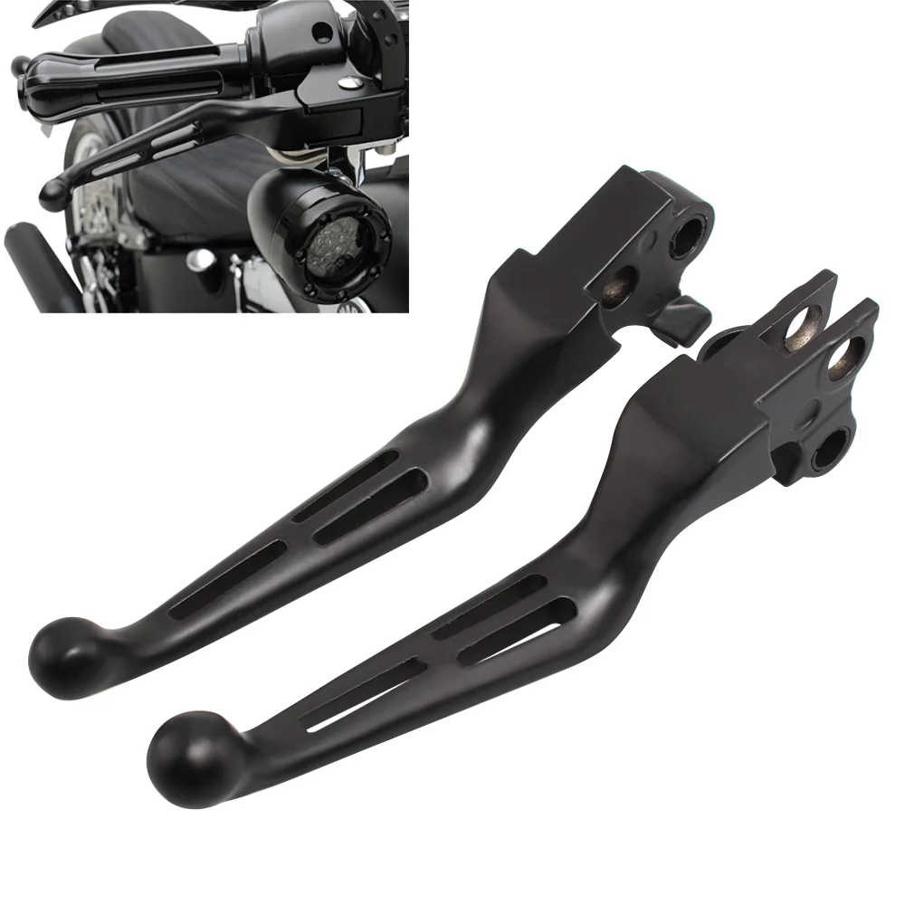 Motorcycle Black Slotted Brake Clutch Levers For Harley Sportster XL 883 1200 Softail FXDB Street Bob FXDWG Dyna Glide Universal