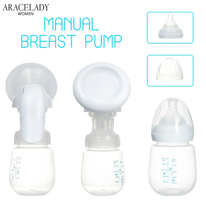 180 ml Manual Breast Pump Powerful Nipple Suction Silicone Baby Breastfeeding Accessories Feeding Milk Bottles | Мать и ребенок