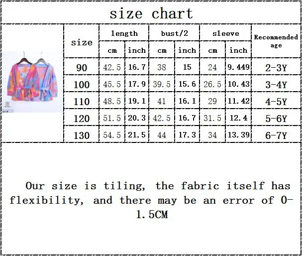 

Kids Baby Girls Spring Full Sleeve Tie-dyed Cardigan Outwear Belt Toddler Children Fashion Coat Bow 2-7Y